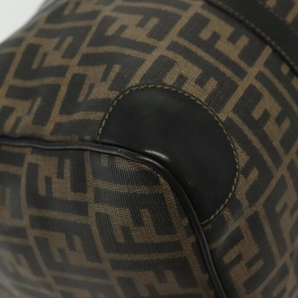 FENDI Zucca Canvas Hand Bag PVC Black Brown Auth 139395 - Picture 4 of 16